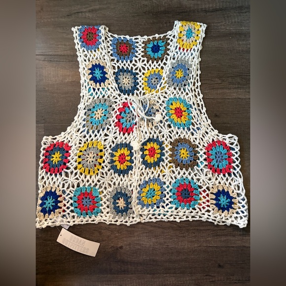 Urban Outfitters Tops - Urban Outfitters Crocheted Colourful Granny Square Vest